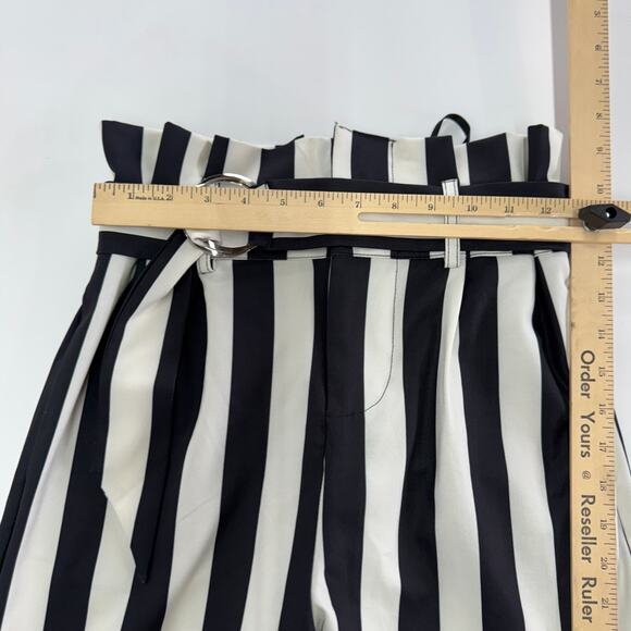 Superdown Pants Womens Small Black White Stripe Pippa Belted High Rise REVOLVE - Picture 7 of 9